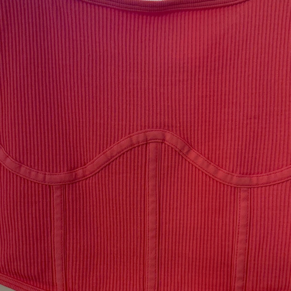 NIKIBIKI Women's Corset Seamless Ribbed Pink Crop Top O/S NWT - Picture 3 of 4